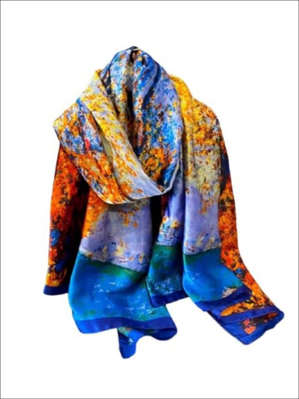 Long Floral Print Polyester Satin Feel Scarf Shawl Wrap Lightweight